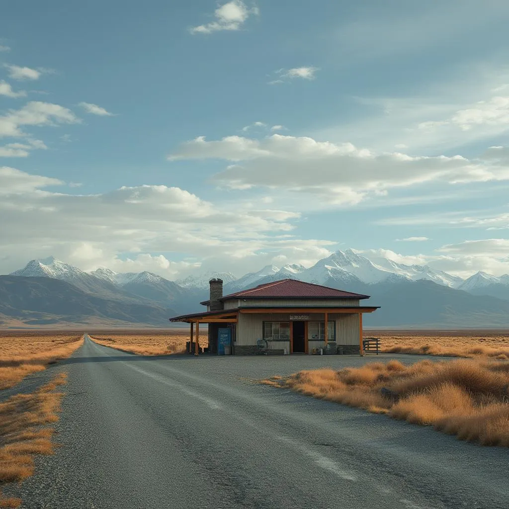 Estación de servicio en ruta patagónica