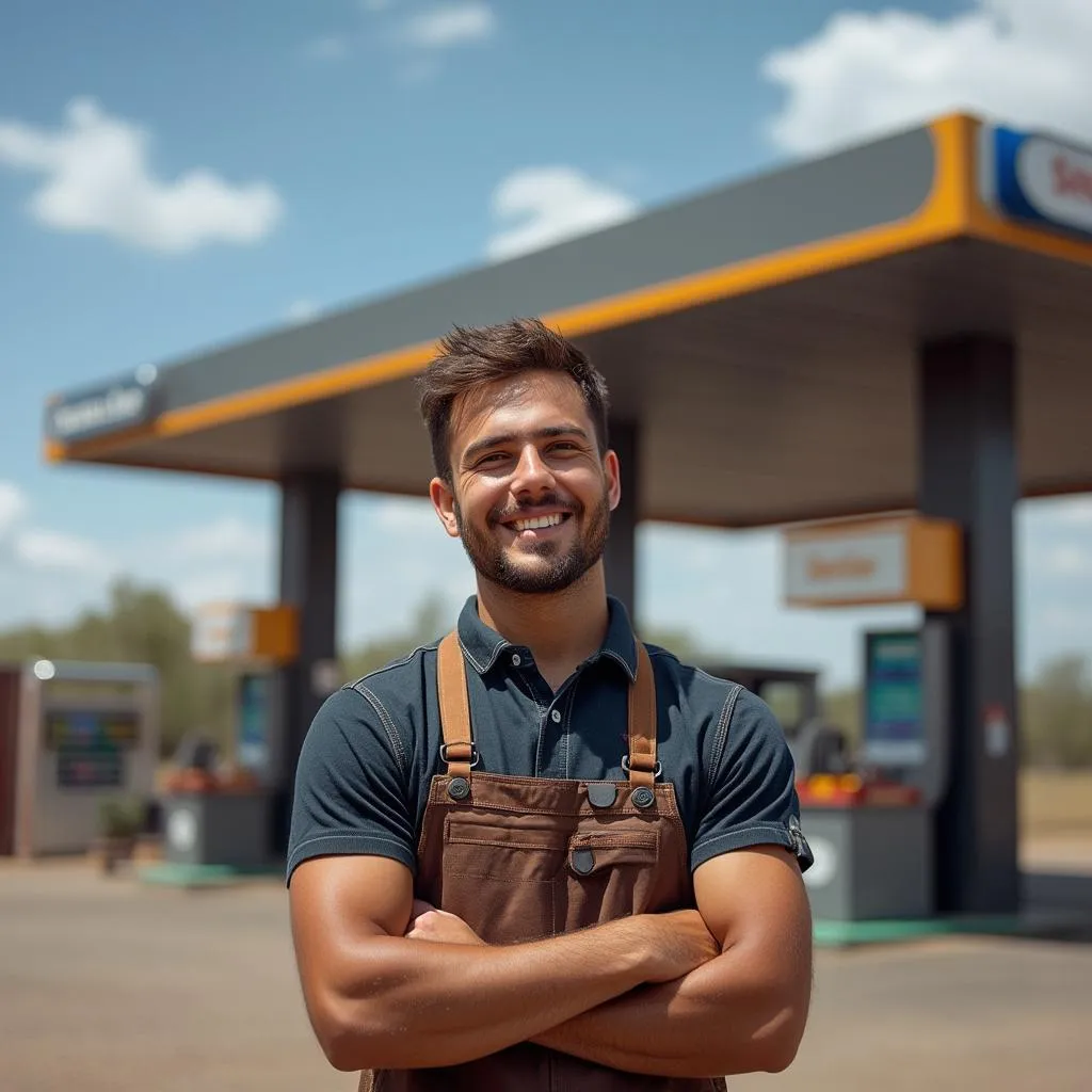 Emprendedor en su estación de servicio